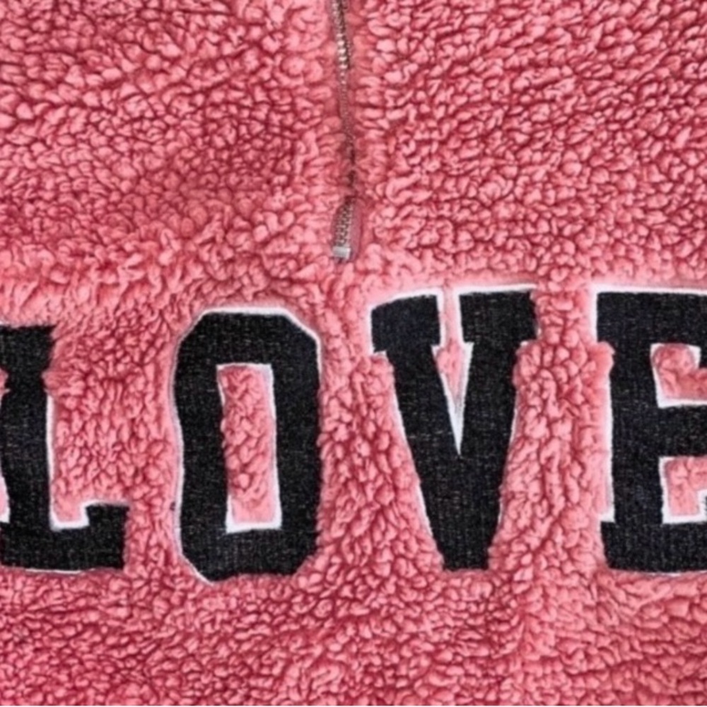 Stella Tweed Pink Sherpa Pullover Sweater Sz XL - Picture 3 of 4